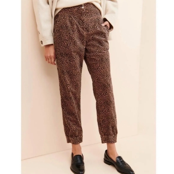 Anthropologie Kalea Corduroy Animal Print Jogger Trousers - Picture 1 of 13
